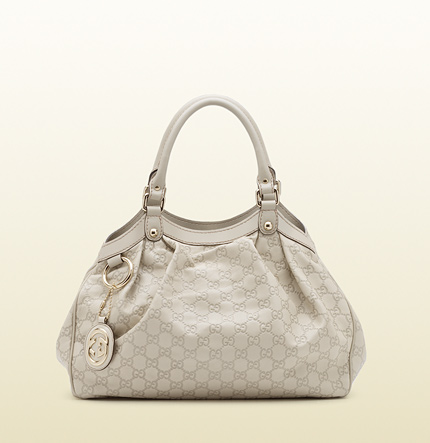 Gucci Sukey Medium Guccissima Leather Tote Bag 211944 White